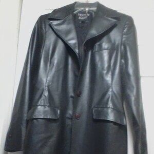 FreeShip System Basic Argentina Pleather (not leather) black coat size 4/6